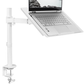 VIVO Single Laptop Notebook Desk Mount Stand, Fully Adjustable Extension with C-clamp, Fits up to 17 inch Laptops, White, STAND-V001LW