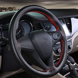 Cubierta de Volante de Cuero de Microfibra, Funda para Volante, Funda Volante Cuero Cosida Funda para Volante con Aguja e Hilo Accesorios de Interior Transpirable y Antideslizante de Microfibra