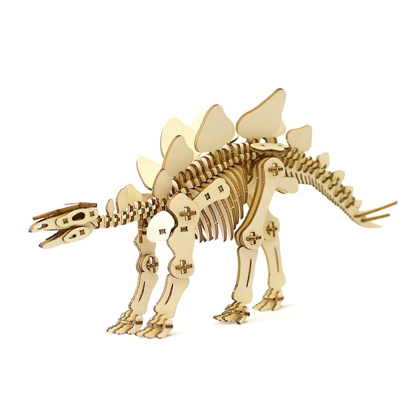 wa-gu-mi Stegosaurus Wooden Dinosaur 3D Puzzle for Adults and Teens - Fun DIY Wood Craft Kits for Adults and Kids - Ideal Gift for Birthdays and Party Favors