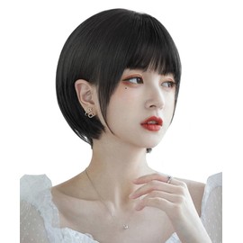 AISIHAIR Wig, Short Bob, Black, Smooth, Full Wig, Women's, Natural, Heat Resistant, Everyday Use, Net Included, Black Hair