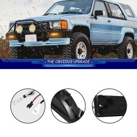 TurningMax For 1984 1985 1986 1987 1988 Toyota 4Runner & Pickup Front Bumper Turn Signal Lights 81510-04080 TO2531140 Smoked logo Lens 2 in 1 Amber/White Lights