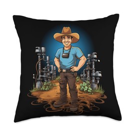 Farm Irrigation Farmers Farming Irrigation Equipment Farmer Watering Farming Throw Pillow, 18x18, Multicolor