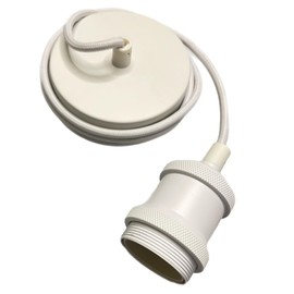 CGC Lighting Indoor ceiling adjustable pendant and matching ceiling rose light fitting E27 (White)