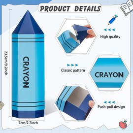 AmazingSpark 24 Pcs Back to School Crayon Treat Boxes Teacher Appreciation Gifts Bags Back to School Pencil Candy Boxes Graduation Classroom Decoration Party Favor Supplies (Blue)