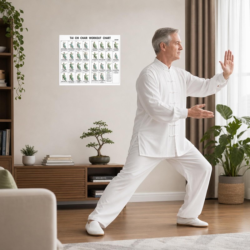 Tai Chi Chair Exercise Chart, Gentle Seated Exercises for Seniors