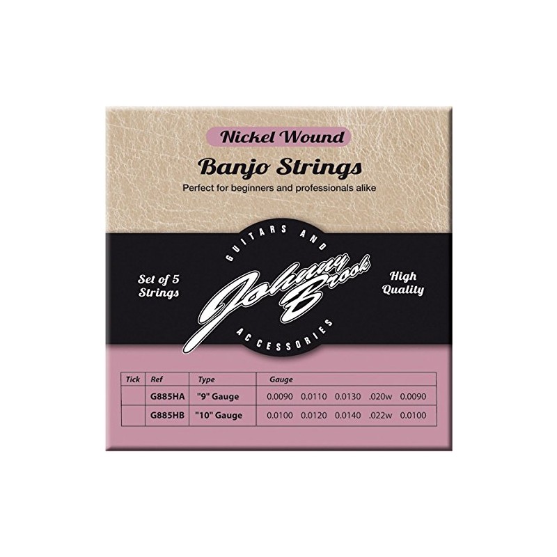 Johnny Brook Set Of 5 Nickel Wound Banjo Strings (9
