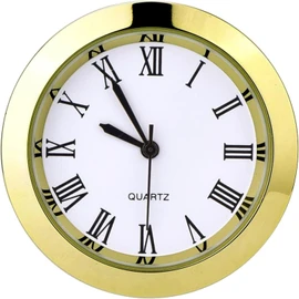Hicarer 1-1/2 Inch (37 mm) Round Quartz Clock Insert Replacement Mini Quartz Movement Miniature Clock with Roman Numerals Fit 35 mm Diameter Hole White Dial