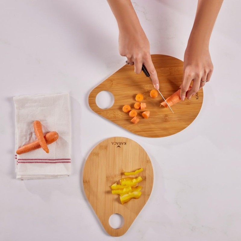 Karaca Damla Bamboo Chopping Board Set, 2 Piece, Wood, Kitchen