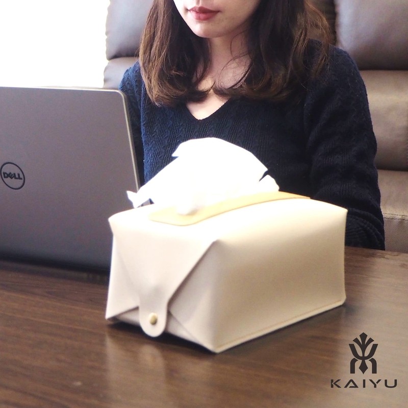 KAIYU Tissue Case, Soft Pack, Compact Size, PU Leather (Pink)
