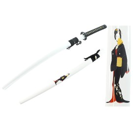 MAKOTO Handmade White Sharp Katana Samurai Sword 40", Japanese Woman Geisha