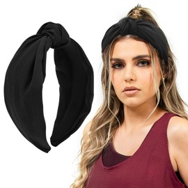 HFZRZFH Knotted Wide Headband for Women, Fashion Elastic Hair Accessories for Women,Solid Colors Hair Knotted Headband,Suitable Top Knot Headband For Thick Thin Curly Hair