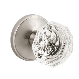 6 Pack-Satin Nickel Crystal Door Knobs Passage,Glass Door Knobs with Lock Interior,Door Locks Interior for Home Hallway or Closet Passage,Octagon Snowflake Decor by Goldentimehardware