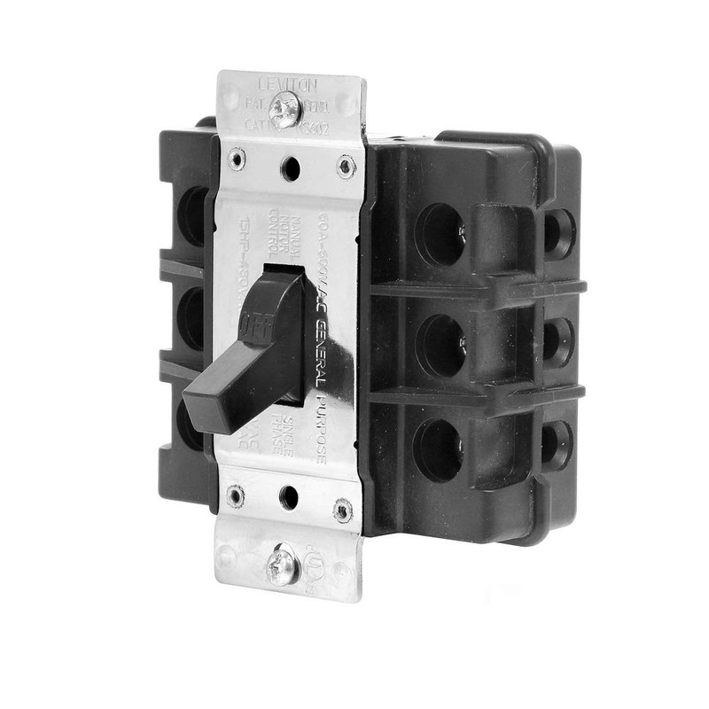 Leviton 60 Amp, 600 Volt, Toggle 3-Pole AC Motor Starter,