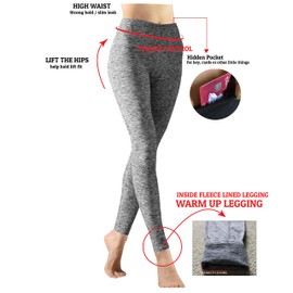 SCREENSHOT-L81905 Fleece Lined High Waist Winter Warm Leggings - Tummy Control Workout 4 Way Stretch Flexible Tights-Mrd Black-Large