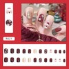 Red Christmas Press on Nails Square Short with Snowflake Santa