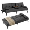 Shintenchi Futon Sofa Bed, Leather Foldable Couch, Reclining Sleeper w/Removable