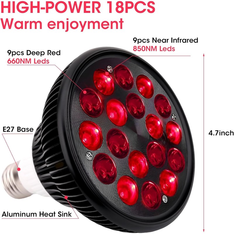 Red Light IR lamp, 22W, 18 LEDs, Infrared Therapy Device,
