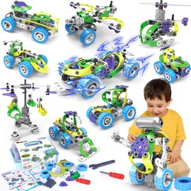 Wanonoo 10 in 1 Electric STEM Toys for 5 6 7 8 9+ Year Old Boy Girl Birthday Gift Erector Sets for Boys Age 8-12 Educational Robot Stem Kits Tinker Construction Building Toys for Kids Ages 4-8 5-7 6-8