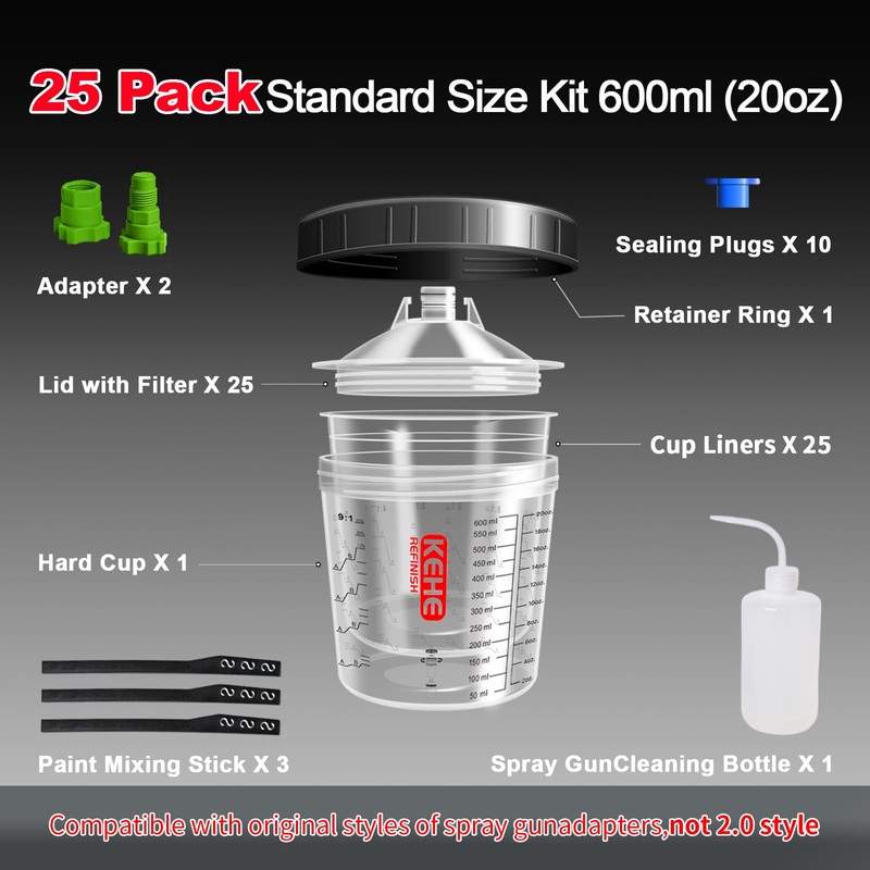 Disposable Paint Cups for Spray Gun,Mixing Cups 20 Ounce (600ml)