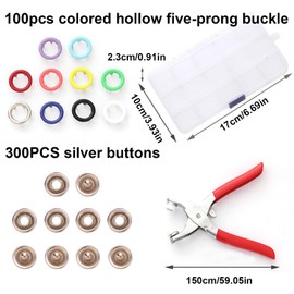 400 Sets Snap Button Fastener Kit, 9.5mm Metal Poppers Fasteners Kit, Press Studs Snap Fasteners No Sewing, Five Claw Buckle Tool for Sewing Crafts Children's Clothing (Colourful+Silver)