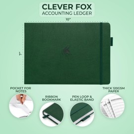 Clever Fox Accounting Ledger Book Horizontal – Columnar Journal & Money Expense Log for Small Business & Personal Bookkeeping,10x7″ (Dark Green)