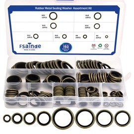 150Pcs Metal Bonded Seal Washer Assortment Kit Bonded Washer Self-Centered 8 Sizes M6, M8, M10, M12, M14, M16, M18, M20 for Automotive,Bearings,Pumps