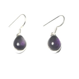 Art Gecko Purple AMETHYST Sterling Silver Teardrop Gemstone Earrings 925 - (AMER2903182)