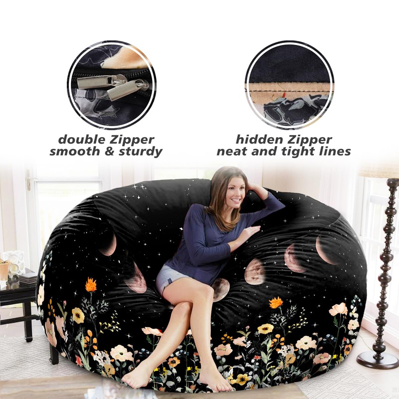 HOWSEESNOW 6FT Giant Bean Bag Chair Cover - Soft Fluffy