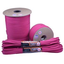 Bored Paracord - 1', 10', 25', 50', 100' Hanks & 250', 1000' Spools of Parachute 550 Cord Type III 7 Strand Paracord Well Over 300 Colors - Fuchsia - 250 Foot Spool