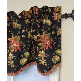 WAVERLY FELICITE NOIR UNLINED  ROD POCKET VALANCE NOIR 50" X 15"  NEW