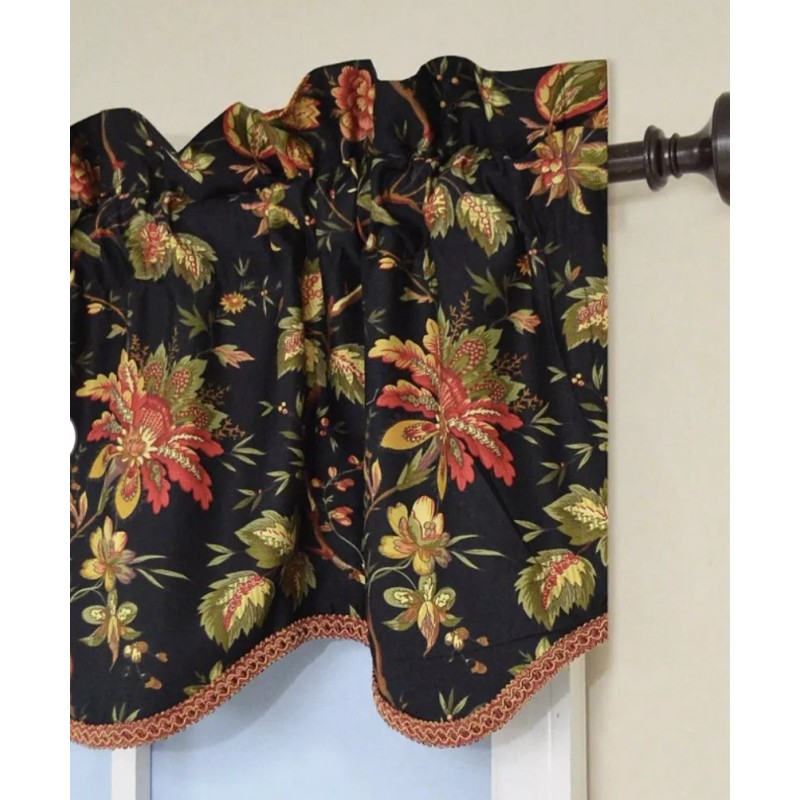 WAVERLY FELICITE NOIR UNLINED ROD POCKET VALANCE NOIR 50" X