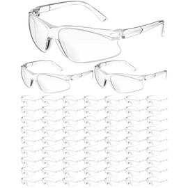 Xuhal 100 Pair Safety Glasses Bulk Clear Eye Protection Glasses Ansi Z87.1 Protective Over Eyeglasses(Clear Glasses Temple)