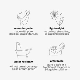 Tini Lux | Hypoallergenic Earrings | Titanium Single Pavé Coastal Hoop | Gold | Titanium Gold Hoop Earrings | Gold Hoops for Women, Sensitive Ears, Trendy Womens Earring Set