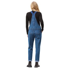 MONTVOO Women's Overalls Jeans Loose Fit Bib Denim Jumpsuit Casual Buckles Adjustable Straps Blue Classic Overall