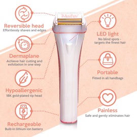 iMusthav DermaRazor Rechargeable Body Hair Remover,Bikini Trimmer for women.Removes unwanted hair stubble & pubic hair.Trim in one go perfectly silky smooth skin. 18K Gold plated hypoallergic blades
