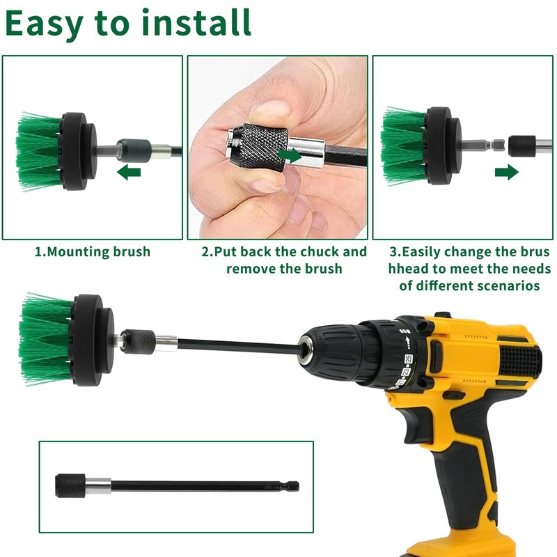 ETOUPA 8 Pcs Drill Brush Attachment Set, Power Cleaning Scrub