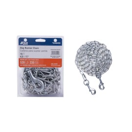 Heavy Duty Dog Runner Chain, Dog Tie Out, Animal Chain for Medium to Large Size Animals, Weld Steel Chain, Dog Leash Chain, 520lbs Capacity, for Animals Up to 85LBS (15FT)