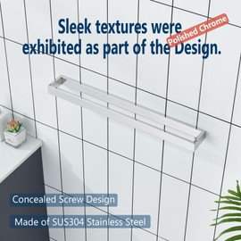 KOKOSIRI Towel Holder Chrome Bath Towel Bar Rack 20-Inch Kitchen Holder Polished Stainless Steel for Bathroom Hardware Wall Mounted, 1 Pack B4008CH-L20