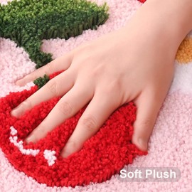 Anybar Pink Cherry Toilet Rug & Mat U-Shaped 20"x24" - Soft Microfiber Contour Bath Rug Absorbent Non-Slip Bathroom Toilet Rugs Plush Bathroom Mat for Toilet Base Machine Washable Shaggy Bath Decor