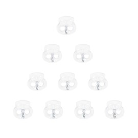 Tupalizy 17x16mm Clear Plastic Cord Locks Double Hole Spring Stoppers Slider Clips Pant Drawstring Shoelace Tie Fasteners for String Bags Hat Shorts Tighten Backpack Toggle Repair Replace (10)