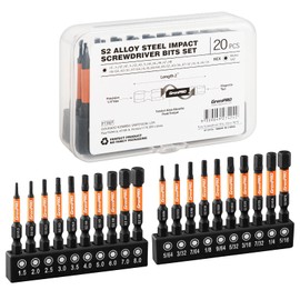GRENPRO Impact Hex Head Allen Wrench Drill Bit Set 20pcs (Metric&SAE), 1/4" Impact Hex Shank S2 Steel Hex Bit Set, Allen Key Drill Screwdriver Bit Set With Magnetism&2” Long With Storage Box.