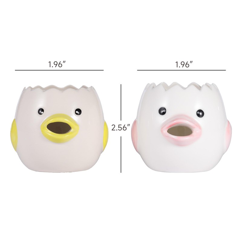 2 Pack Cute Egg Separator, Ceramics Vomiting Chicken Egg Yolk