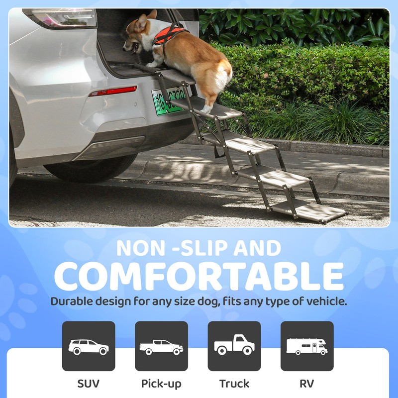 Dog Car Steps – Portable Non-Slip Pet Stairs for High
