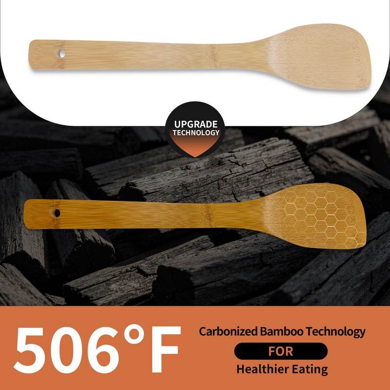 Krysclove Natural Carbonized Bamboo Spoons for Cooking,Dark Premium Bamboo Kitchen