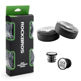 ROCKBROS Bicycle Handlebar Tape Breathable Road Bike Handle Straps Durable Grip Tape Cycling Handle Wraps Non-slip Shock-absorbing for Road Bike Urban Bikes with Ending Tape and Handlebar Plug