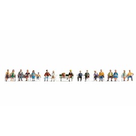 NOCH® XL Set "Sitting" Hand Painted Figures, 18 Pieces for Model Railway Track H0, Perfect for Scenery and Dioramas