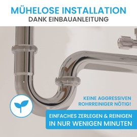 Bächlein Universal P-Trap for Washbasins and Washstands – Precisely Fitting Drain Fitting – Odour Trap Incl. Rubber Sleeve, with Installation Instructions – P-Trap Drain Fitting, Chrome, Made of Brass