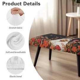 Rerteryuro - Funda de asiento de banco fantasma para comedor, con hongos y extremos de cama, funda de cojín para Halloween, decoración del hogar, para sala de estar, cocina
