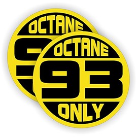 93 OCTANE ONLY Automotive Fuel Decals | Racing Gas Door Stickers | Gasoline Pump Pump Labels | Vinyl Markers for Car Truck SUV