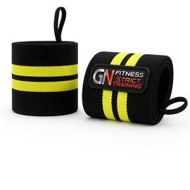 GN Fitness Muñequeras para Gym, Wrist Wraps, Muñequera Deportivas, Venda para Muñecas Deportivas, Par de Vendas para Muñeca Crossfit, Accesorios para Powerlifting Protege Tus articulaciónes(Amarillo)